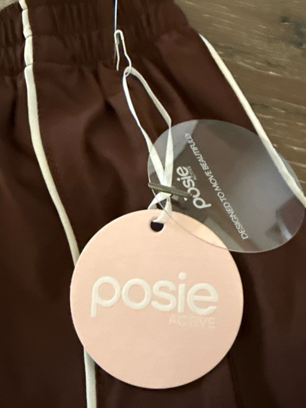 Women's Brown Track Pants with White Piping - Picture 3 of 5